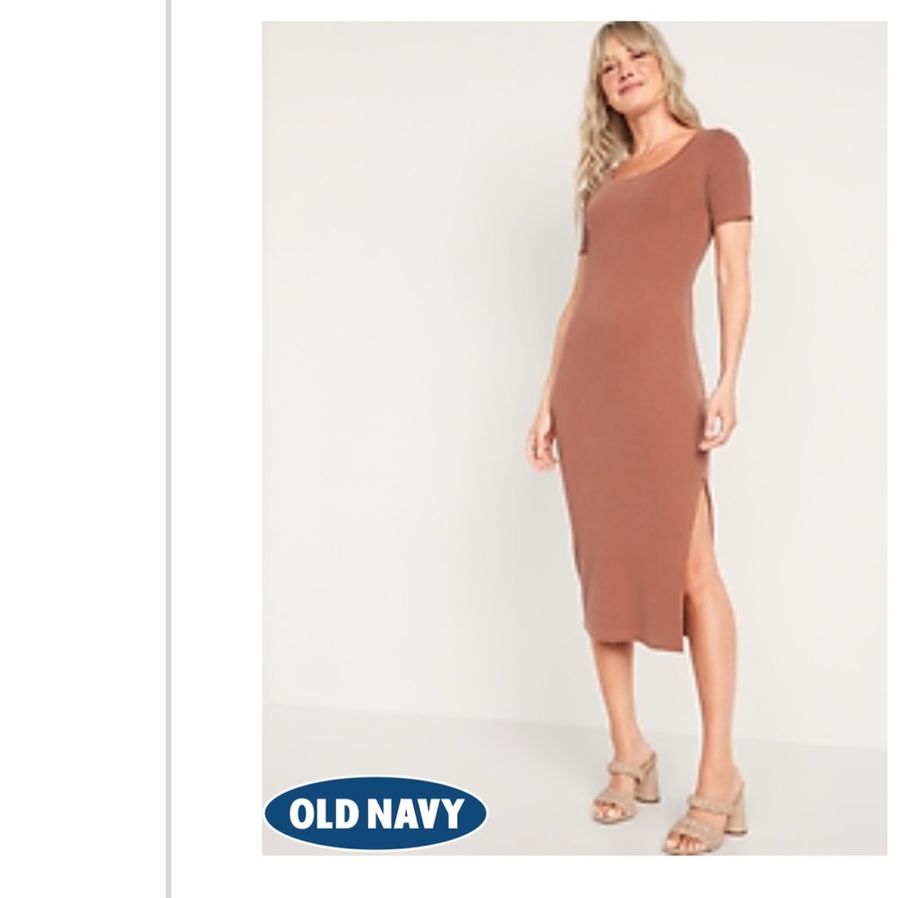 3 for $30💕 New Fitted Short-Sleeve Rib-Knit Maxi Dress for Women
